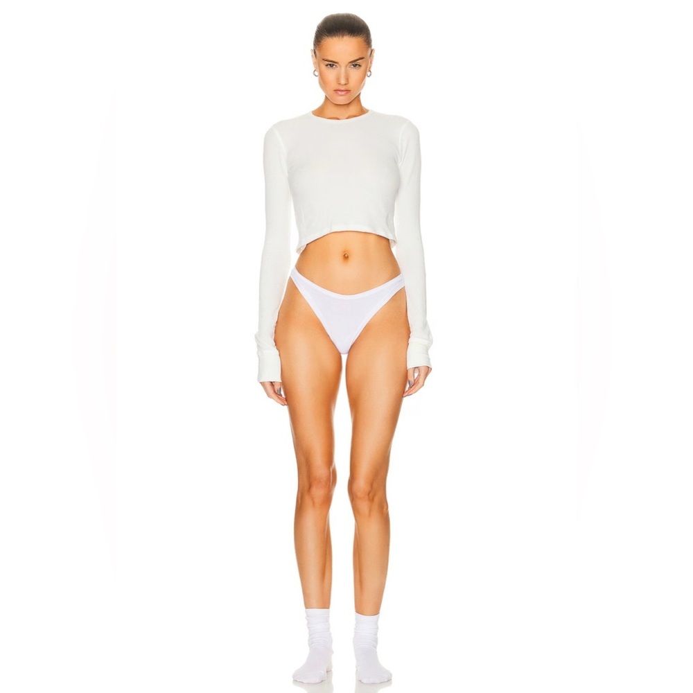 Éterne Ivory Long sleeved Thermal Cropped Top Size Large NWT - Picture 4 of 11